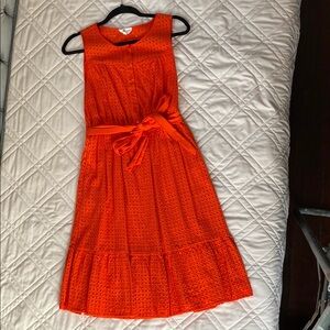 Melloday Orange Eyelet Midi Dress
